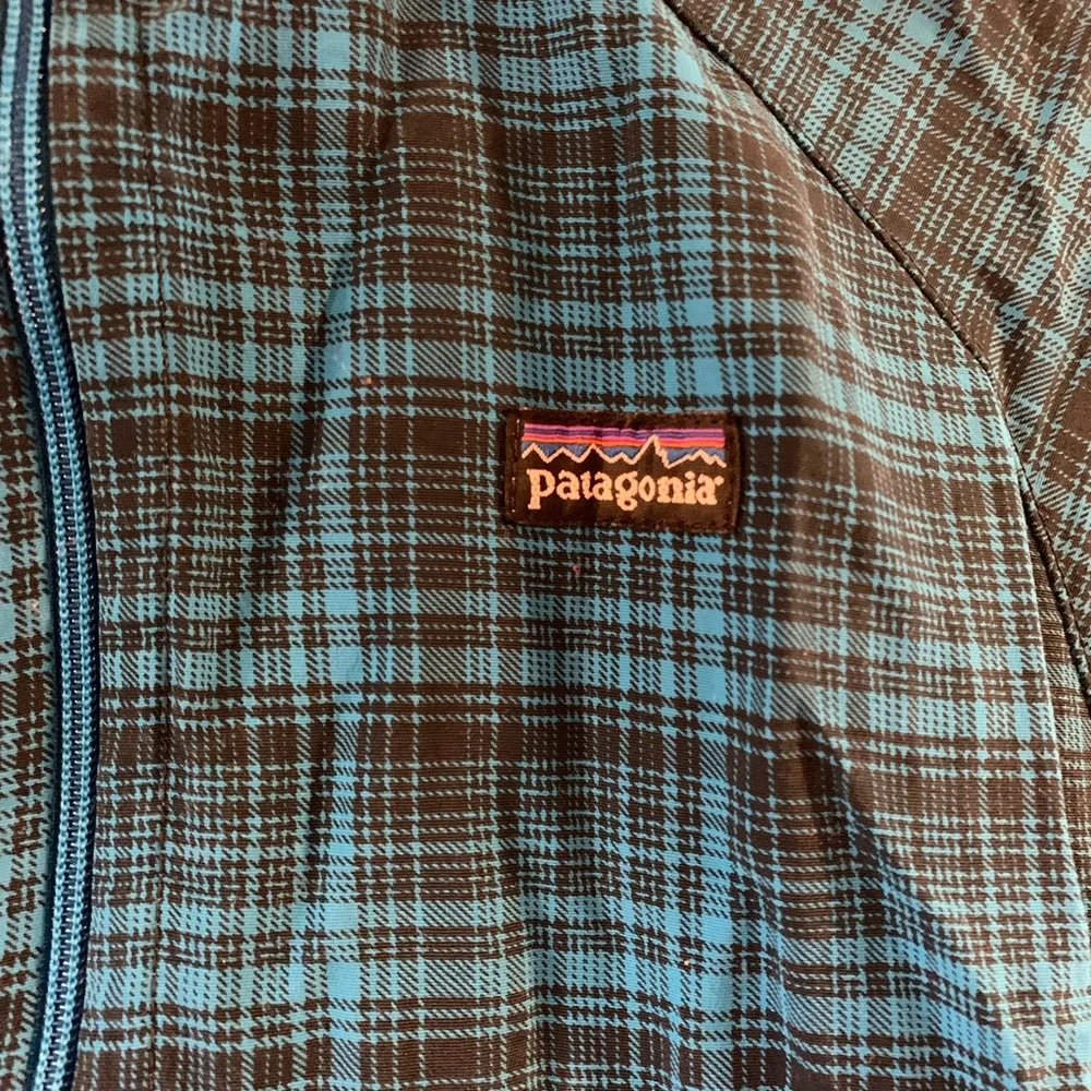 Kids Patagonia Jacket Hooded Blue Plaid Size 8 Long Sleeve Zip Front‎ Nylon